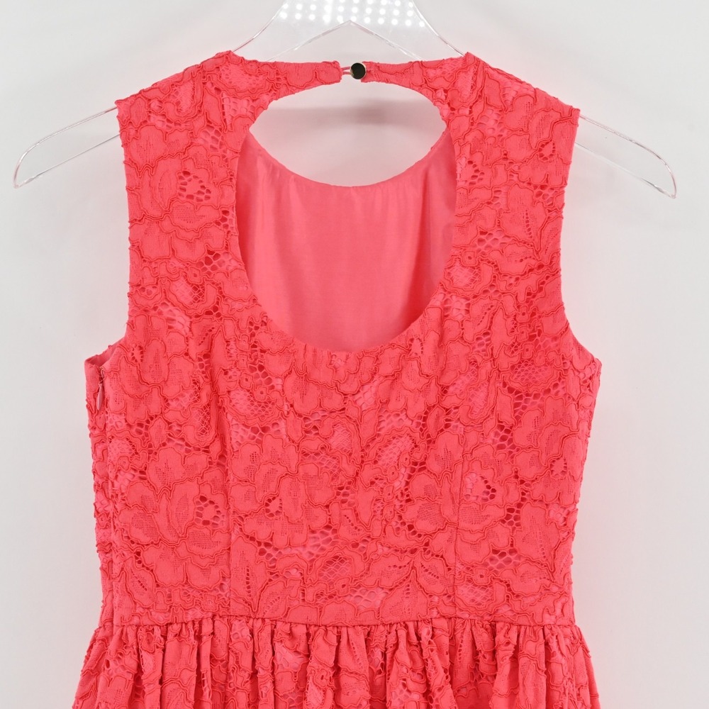 Kate Spade High Low Lace‎ Dress Size 00 Take A Walk On The Wild Side Geranium - Picture 12 of 13